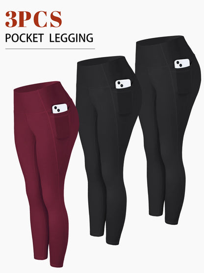 CHRLEISURE 1/3/4 PCS Seamless Yoga Pants High Waist Butt Lifting Workout Tights with Pockets Slim Elastic Women Fitness Leggings