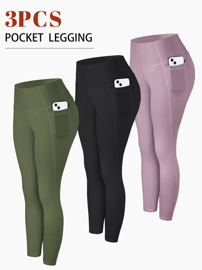 CHRLEISURE 1/3/4 PCS Seamless Yoga Pants High Waist Butt Lifting Workout Tights with Pockets Slim Elastic Women Fitness Leggings