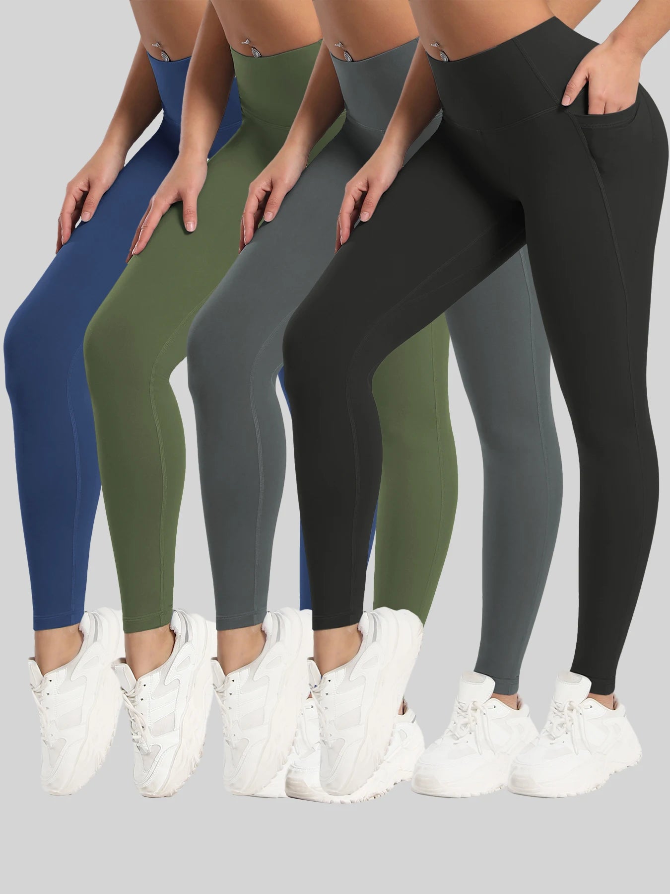 CHRLEISURE 1/3/4 PCS Seamless Yoga Pants High Waist Butt Lifting Workout Tights with Pockets Slim Elastic Women Fitness Leggings